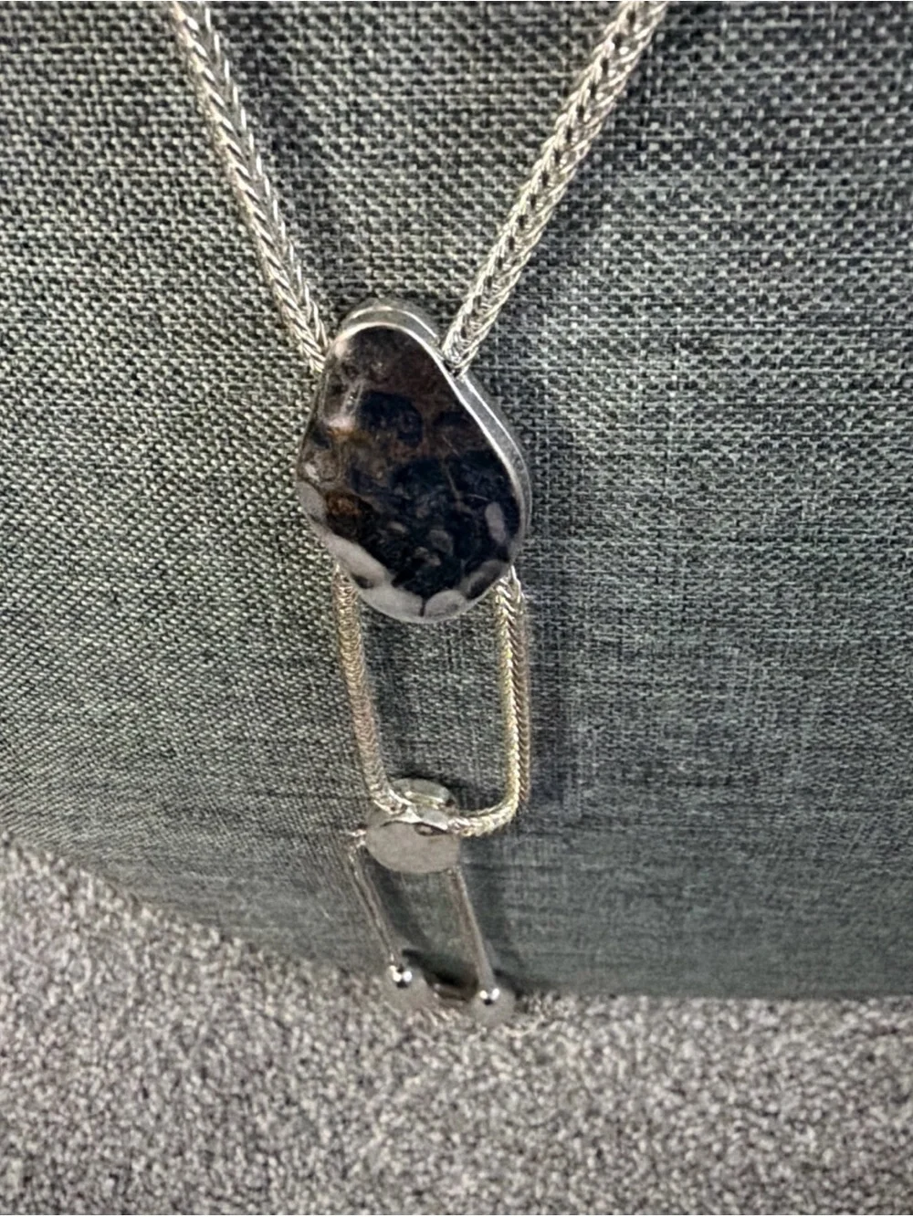 Silver  Station Lariat Necklace